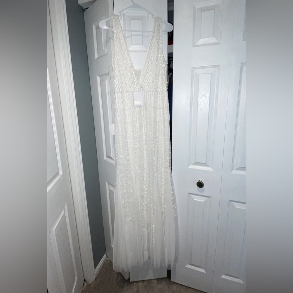 Lulus white beaded wedding dress